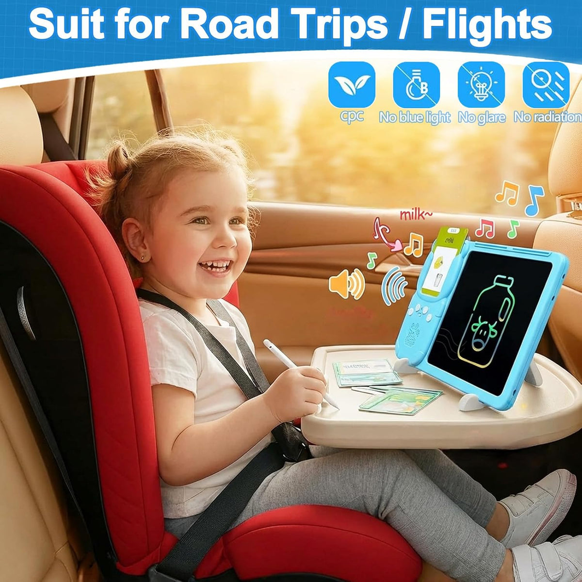 Talking Flash Cards for Toddlers,510 Sight Words,Lcd Writing Tablet Kids,Eye-Care Drawing Tablet with Lock&Erase Funtion,Educational Speech Toys for Autism,Birthday Gifts for Boys Girls 2-6 Years Old