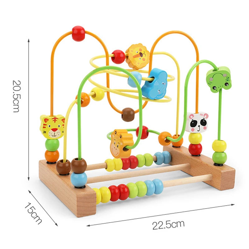 Big Montessori Wooden Toys Kids Circles Bead Wire Maze Roller Coaster Toddler Early Educational Puzzles Toy for Children Infant