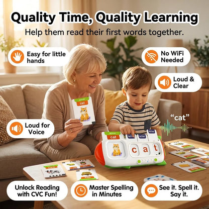 Talking Flash Cards for Toddlers,Montessori Toys for Autism,107 Sight Words,Alphabet CVC Learning Toy,Speak and Spell Phonics Games for Kindergarten,Educational Birthday Gift for Kids 2-8