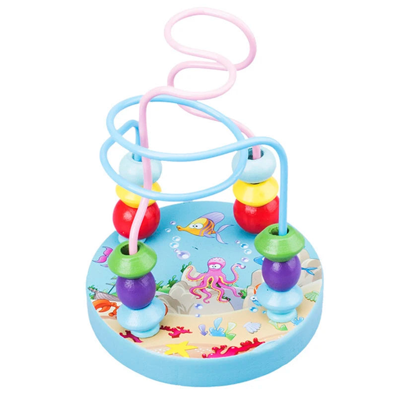 Big Montessori Wooden Toys Kids Circles Bead Wire Maze Roller Coaster Toddler Early Educational Puzzles Toy for Children Infant