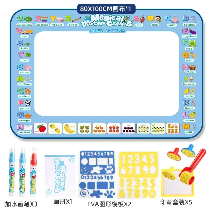 100X80Cm Magic Water Drawing Mat Coloring Doodle with Reusable Magic Pens Montessori Painting Board Montessori Educational Toys