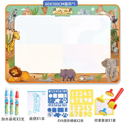 100X80Cm Magic Water Drawing Mat Coloring Doodle with Reusable Magic Pens Montessori Painting Board Montessori Educational Toys