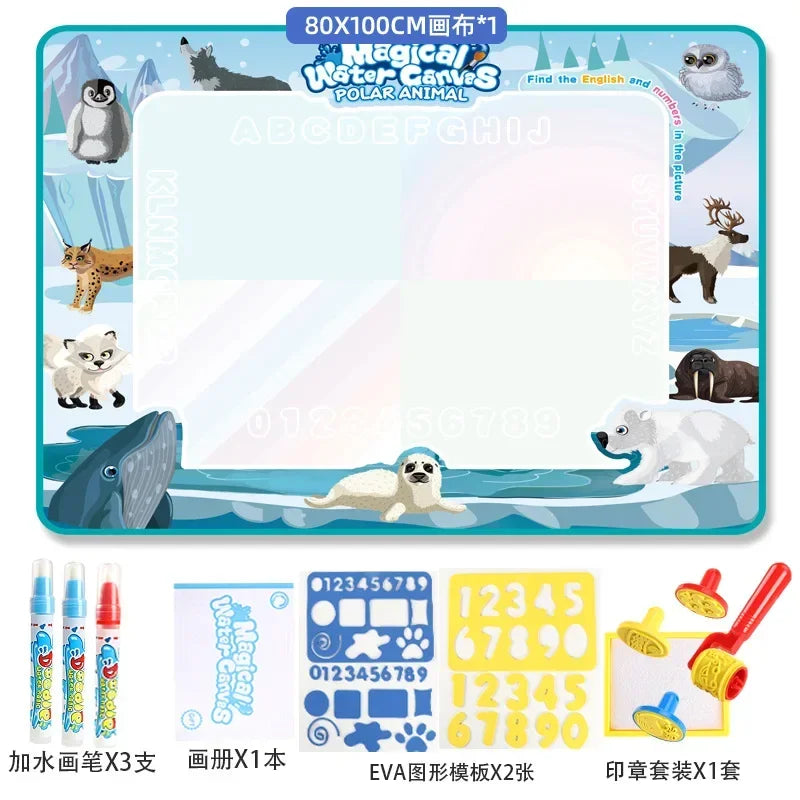 100X80Cm Magic Water Drawing Mat Coloring Doodle with Reusable Magic Pens Montessori Painting Board Montessori Educational Toys