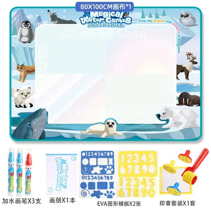 100X80Cm Magic Water Drawing Mat Coloring Doodle with Reusable Magic Pens Montessori Painting Board Montessori Educational Toys