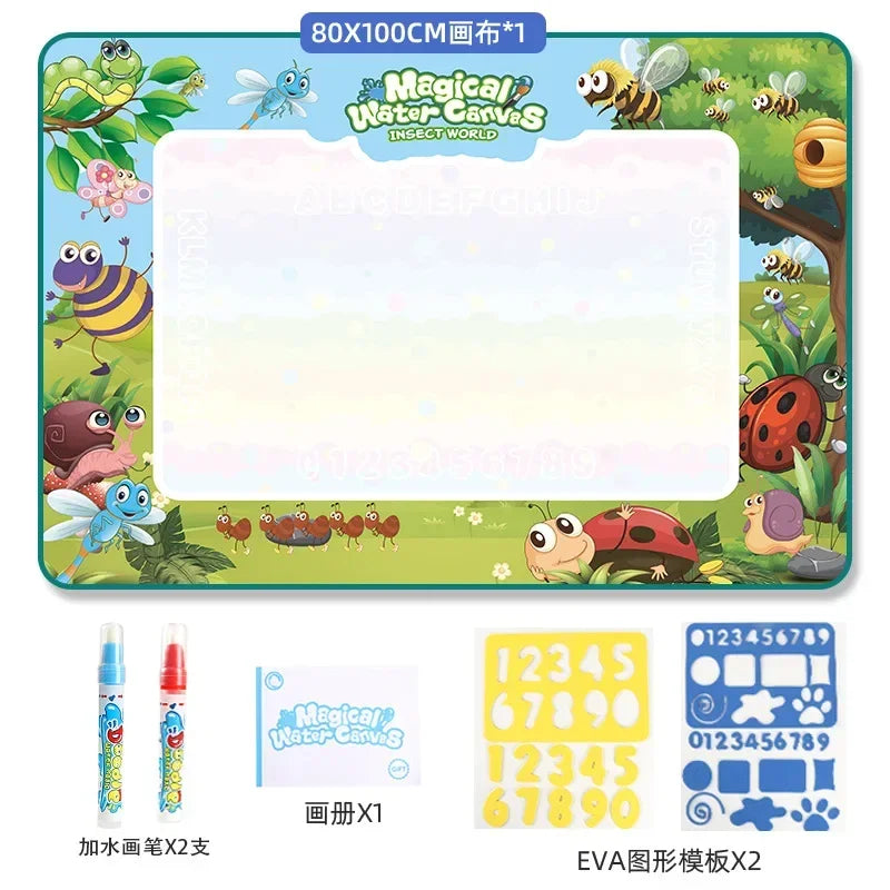 100X80Cm Magic Water Drawing Mat Coloring Doodle with Reusable Magic Pens Montessori Painting Board Montessori Educational Toys