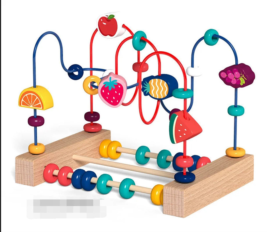 Big Montessori Wooden Toys Kids Circles Bead Wire Maze Roller Coaster Toddler Early Educational Puzzles Toy for Children Infant
