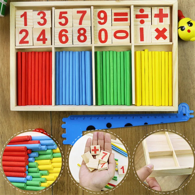 Children Learning Math Wooden Educational Toys Digital Stick Montessori Teaching Aid Mathematics Enlightenment Knowledge
