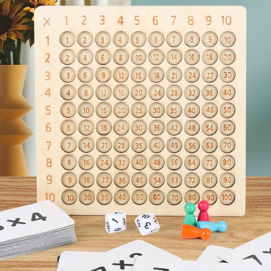 99 Multiplication Board Game Wooden Montessori Kids Learning Educational Toys Math Counting Hundred Board Interactive Thinking