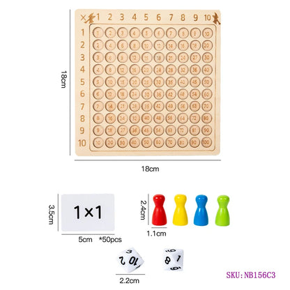 99 Multiplication Board Game Wooden Montessori Kids Learning Educational Toys Math Counting Hundred Board Interactive Thinking