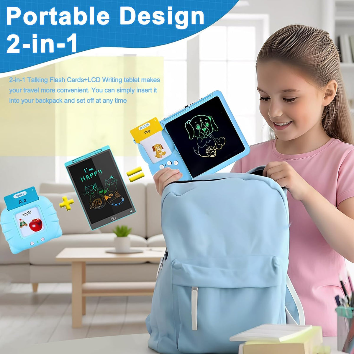 Talking Flash Cards for Toddlers,510 Sight Words,Lcd Writing Tablet Kids,Eye-Care Drawing Tablet with Lock&Erase Funtion,Educational Speech Toys for Autism,Birthday Gifts for Boys Girls 2-6 Years Old