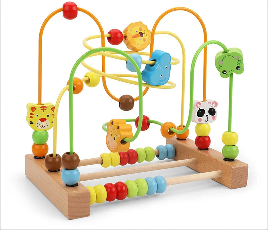 Big Montessori Wooden Toys Kids Circles Bead Wire Maze Roller Coaster Toddler Early Educational Puzzles Toy for Children Infant