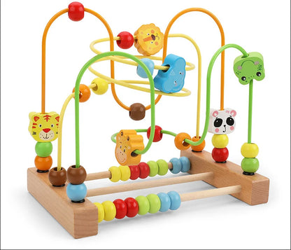 Big Montessori Wooden Toys Kids Circles Bead Wire Maze Roller Coaster Toddler Early Educational Puzzles Toy for Children Infant