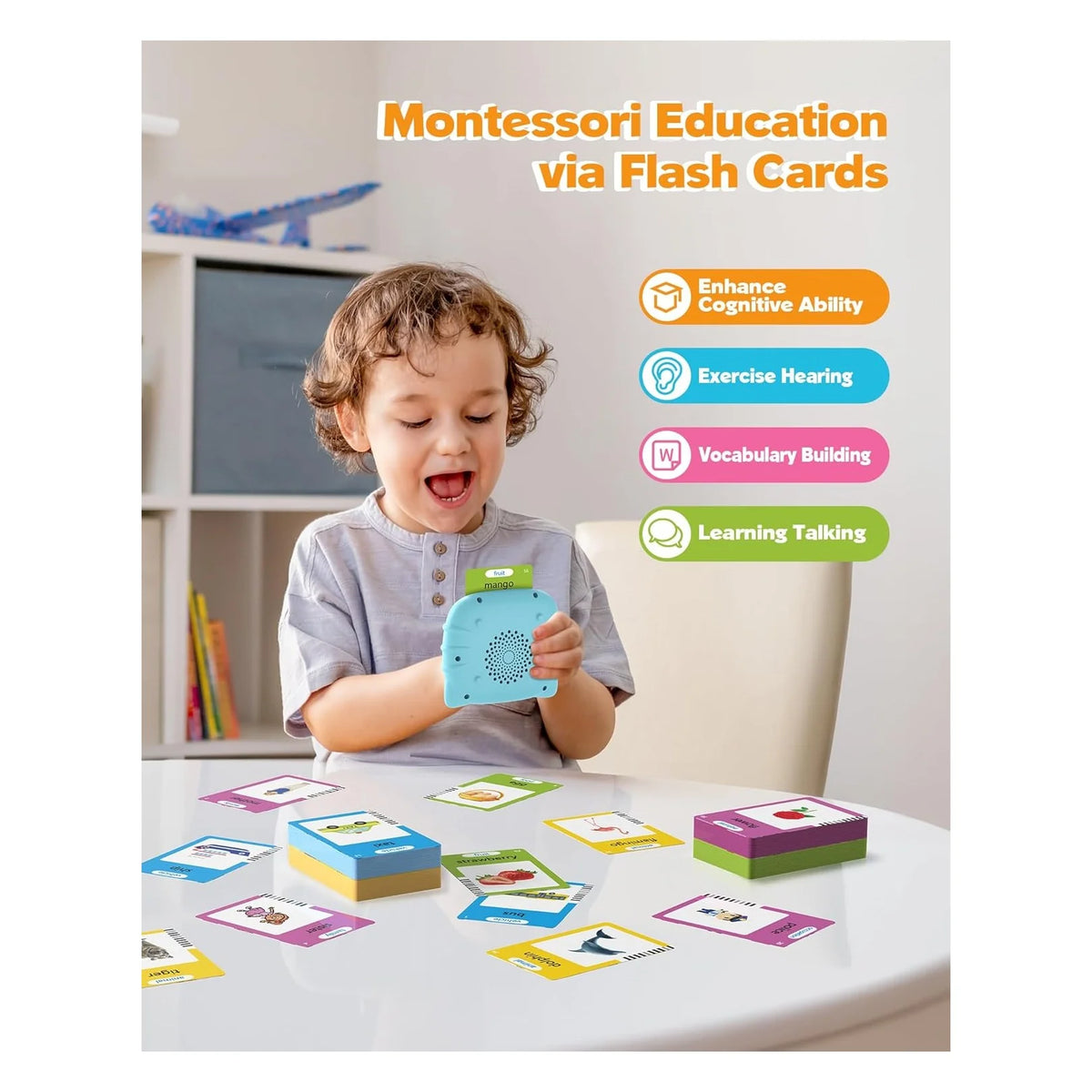 Talking Flash Cards for Toddlers Ages 1‑4,224 Words English Blue
