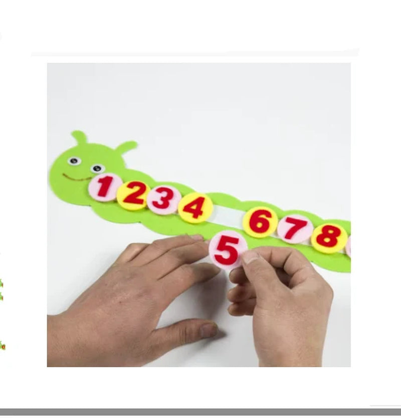 1/2PCS Caterpillar Number Puzzle Felt Toy – Montessori Mathematics Early Education Board, Ordering Numbers Cognition Learning Toy for Toddlers & Preschool Kids